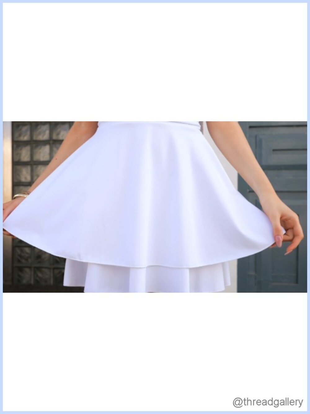 Athletic Knit Ruffle Hem Mini Dress Square Neck Ruched Bust - Picture 6 of 6
